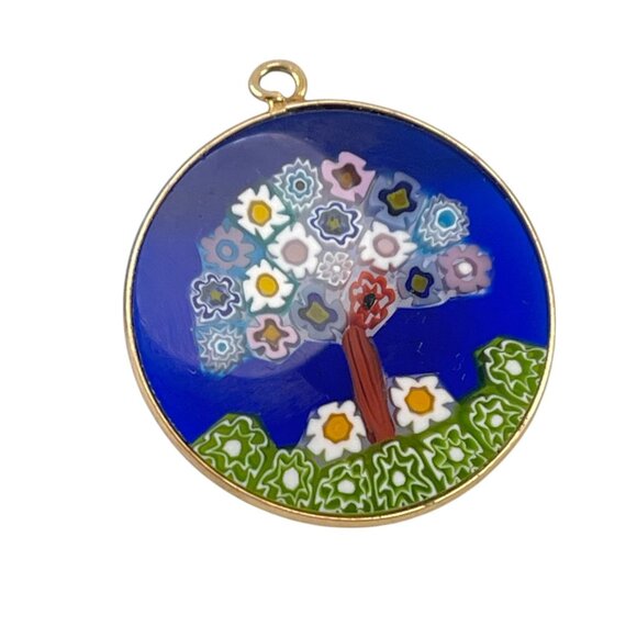 Murano 925 Glass Millefiori Tree Of Life Pendant Charm 1'' Signed - Picture 7 of 7